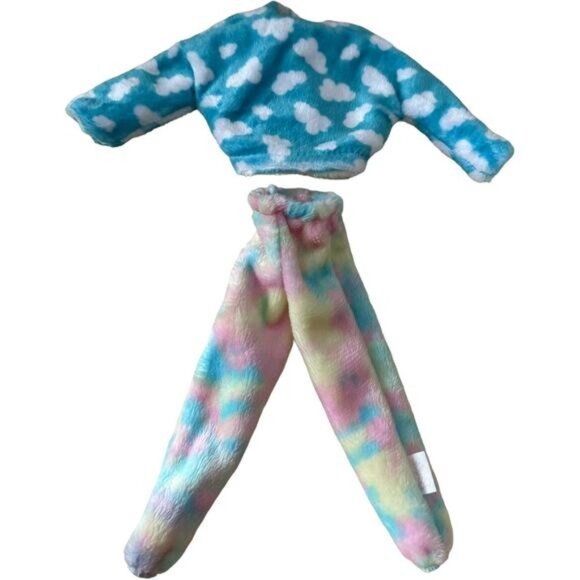 Barbie Doll Rainbow Tie-Dye Pants & Reversible Cloud Shirt Outfit - Picture 2 of 4